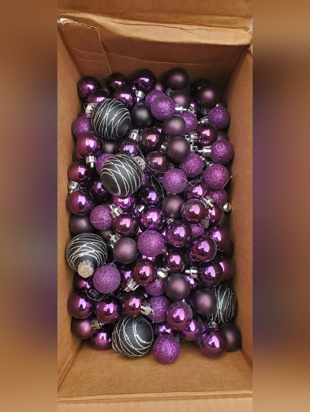 Mini ornament bundle of assorted colors of purple
